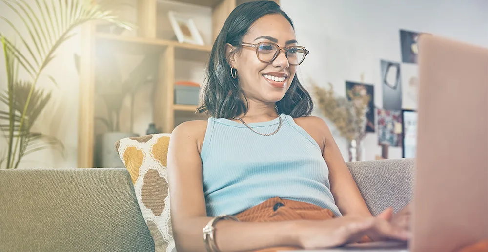 woman learning at computer